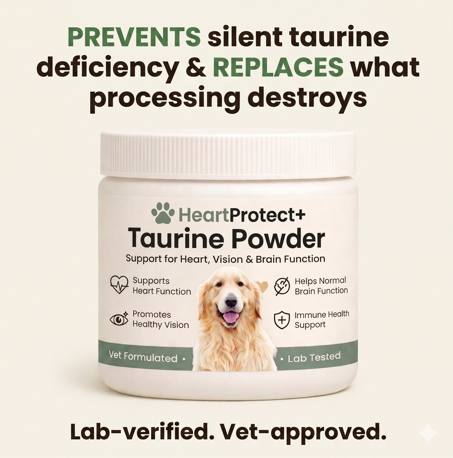 Stop The Decline In Your Dog with HeartProtect+ Taurine Powder